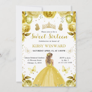 Convite Vestido Amarelo Princesa Loira Sweet 16