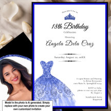 Vestido azul elegante debut de 18 anos