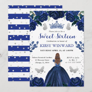Convite Vestido Azul Escuro Princesa de Cabelos Vermelhos