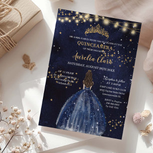 Convite Vestido Azul Marinho Estrela Chic Gola Alta Dourad