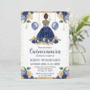 Convite Vestido Azul Marinho Princesa de Pele Morena Quinc