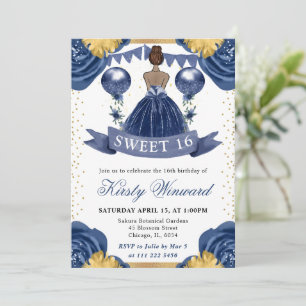 Convite Vestido Azul Marinho Princesa de Pele Morena Sweet