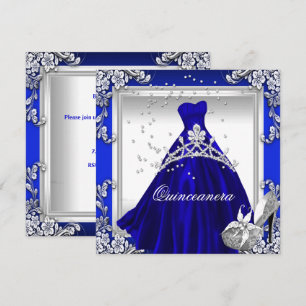 Convite Vestido Azul Royal de Quinze Anos de Idade