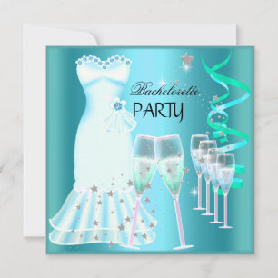Convite Vestido Azul Turquesa para Festa de Despedida de S