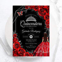 Vestido Borboleta Prata Vermelho de Quinceanera Fl