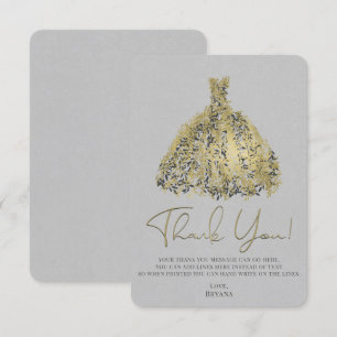 Convite Vestido Botânico Moderno Cinza Natural Dourado Obr