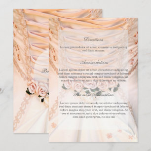 Convite Vestido Branca com Direções Rosas de Casamento