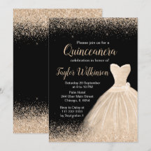 Vestido Branco Champagne Faux Glitter Quinceanera