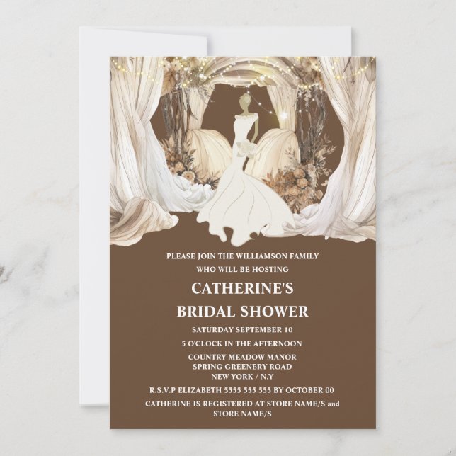 Convite Vestido branco de noiva boho (Frente)