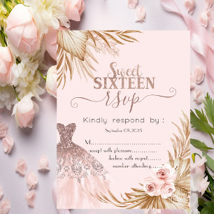 Convite Vestido Brilhante Bonito, Pampas, RSVP de Doze Ano