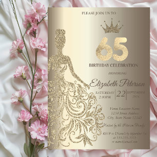 Convite Vestido Brilhante, Diamantes Champanhe Aniversário