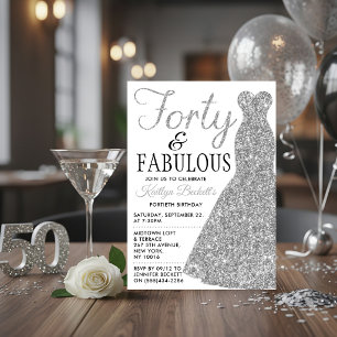Convite Vestido brilhante elegante Quarenta e fabuloso A