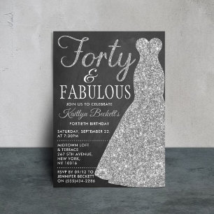 Convite Vestido brilhante elegante Quarenta e fabuloso A