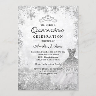 Convite Vestido Brilhante Flocos de Neve Quinceanera de In