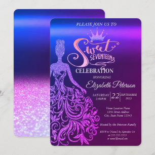 Convite Vestido Brilhante Legal, Tiara, Doce 17 Tons de Ro