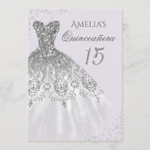 Convite Vestido Brilhante Roxo Prata Quinceanera