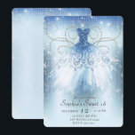 Convite Vestido Brilho Prata Azul Princesa Doce Festa 16 A<br><div class="desc">Personalize para o seu evento!</div>