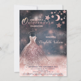 Convite Vestido celestial de ouro-Rosa romântico