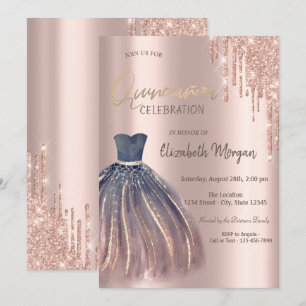 Convite Vestido Chic de Quinceañera com Gotas de Brilho em