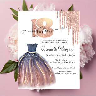 Convite Vestido Chic Drips Rose Gold Prata Aniversário de