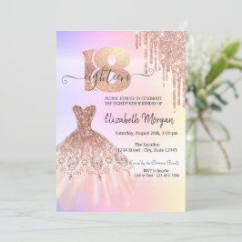 Convite Vestido com Gotejamento em Rose Gold Ombre para 18
