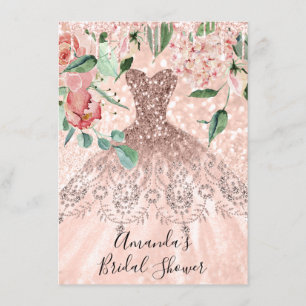 Convite Vestido cor-de-rosa Dourado cor-de-rosa da faísca