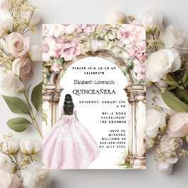 Convite Vestido cor-de-rosa para flores Quinceanera
