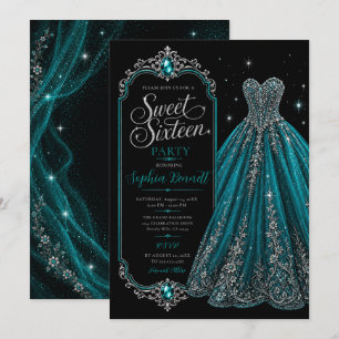 Convite Vestido de aniversário de 16 anos Joia Azul