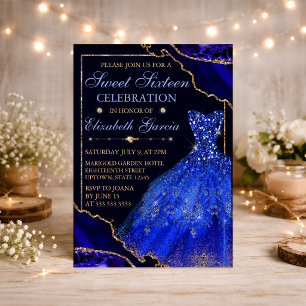 Convite Vestido de Aquarela Azul e Agitação da Largura Doc