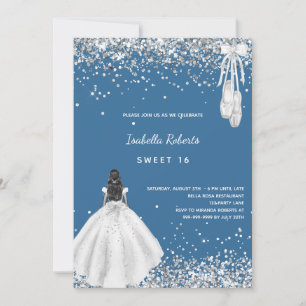 Convite Vestido de bailarina azul branco Sweet 16 código Q