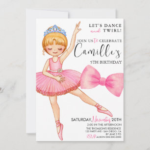 Convite Vestido de Bailarina Tutu de aniversário