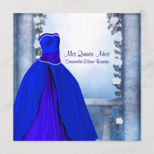 Convite Vestido de Baile Azul Marinho Rosa Quinceanera