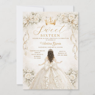Convite Vestido de Baile Princesa Marfim Aniversário de Sw