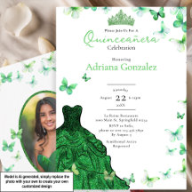 Vestido de Borboletas Verde Esmeralda Foto Quincea