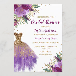 Convite Vestido de Bridal Shower Elegante com Lantejoulas