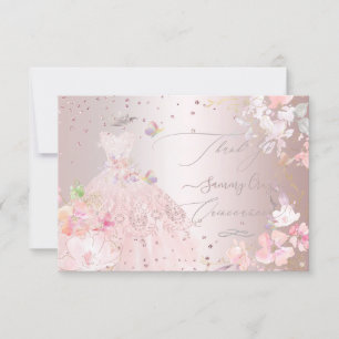 Convite Vestido de Brilho de Agradecimento de Quinceanera