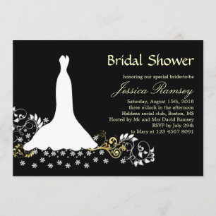 Convite Vestido de casamento branco, espirros no Chá de p