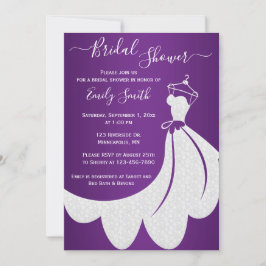 Convite Vestido de Casamento Branco no Chá de panela Roxo