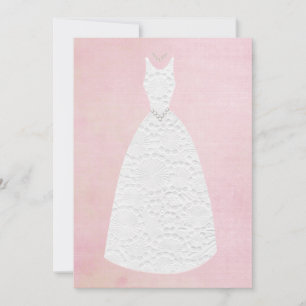 Convite Vestido de Casamento Branco Rosa-Rosa-chá de pane