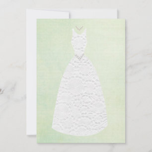 Convite Vestido de Casamento Branco Verde chá de panela V