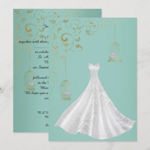 Convite Vestido de casamento simples verde
