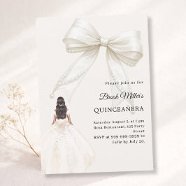 Convite Vestido de cetim marfim luxuoso para festa de Quin
