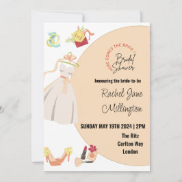 Convite Vestido de chá de panela, calçados, batom. Editar