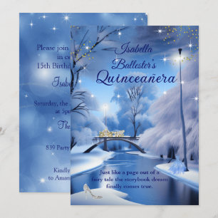 Convite Vestido de Cinderela Azul para Festa de 15 Anos