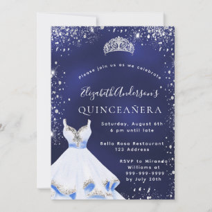 Convite Vestido de cintura azul de prata tiara