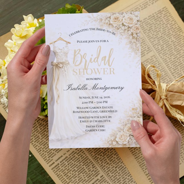 Convite Vestido de Dama de Honra Champanhe Churrasco de No (Champagne Bridesmaid Dress Bridal Shower Invitations
)