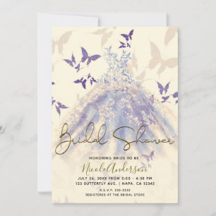 Convite Vestido de Dança Borboleta Roxo Azul Chuveiro de N
