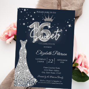 Convite Vestido de Diamantes,Estrelas de Diamantes Azul Ma