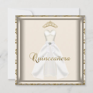 Convite Vestido de festa da tiara dourada Quinceanera dour