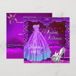 Convite Vestido de festa de aniversário de Sweet Sixteen 1